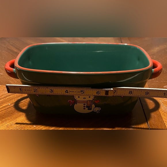 Sanrio Hello Kitty Christmas Green Snowman Ceramic Loaf Pan / Baking Dish - Picture 11 of 12